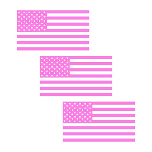 Image of American US Flag [Pick Color /Size] Vinyl Decal Sticker for Laptop /Car /Truck /Window /Bumper (5in x 2.8in [3-Pack], Matte Pink)
