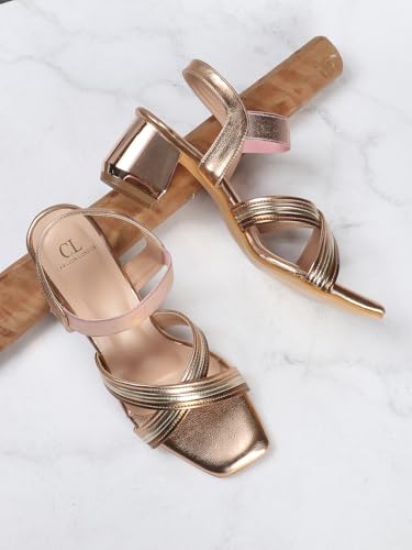 Image of Carlton London Women Stylish Fashion Embellished Sandals for Outdoor, Party, Wedding and Holidays with Block Heels
