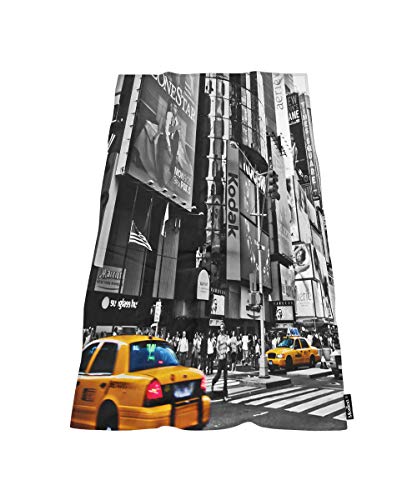 Moslion Comfy Bath Towels Black White New York City Skyline Yellow Taix Soft Bathing/Beach/Camping Towel for Women Men Girls Boys Large Size 64x32 Inches