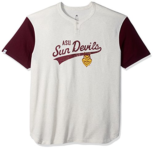 NCAA Arizona State Sun Devils Men's Vault Tail Sweep Short Sleeve Henley Tee, Medium, White