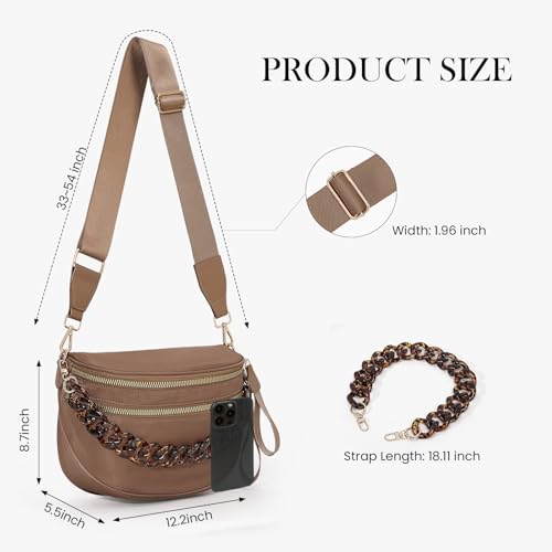 Image of Lushandy Bum Bag Checkered Crossbody Bag Mom Everyday Purse | Roomy Space, Wipe Clean, Wide Strap