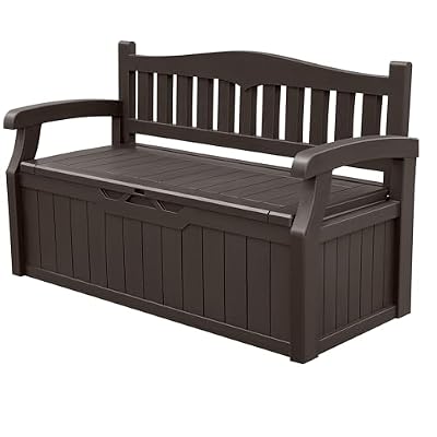 Devoko 80 Gallon Storage Bench Deck Box lockable for Patio Furniture, Garden Decor and Outdoor Seating for Cushions, Garden Tools and Pool Supplies.