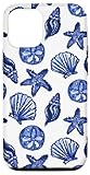 iPhone 14 Coastal Granddaughter Preppy Sea Shells Nautical Beach Blue Case