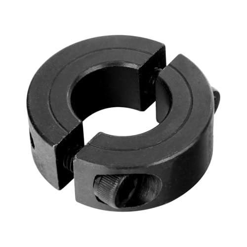 Image of (4-Pack) SINOAXISSPACE Shaft Collar 3 /8 inch Bore, 1045 Steel Double Split Clamp-On Shaft Collars Style, 7 /8 inch OD, 3 /8 inch Thickness, with M4 Set Screws