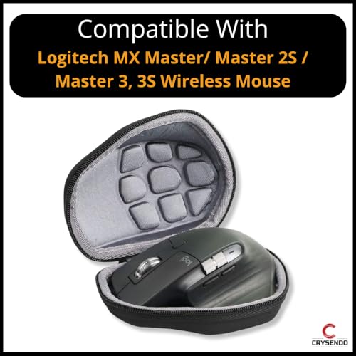 Image of Crysendo Mouse Case for Logitech MX Master /Master 2S / Master 3, 3S Wireless Mouse | Portable Mouse Cover with Zipper | Hard Shell Travel Storage Pouch (Mouse Not Included) (Black)