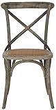 SAFAVIEH Furniture - Franklin X-Back Side Chair Set of 2 - 18.1" Seat Height - Weathered Grey - Rattan - Farmhouse X-Back Design - Ideal for Dining Room, Kitchen - Fully Assembled (AMH9500D-SET2)