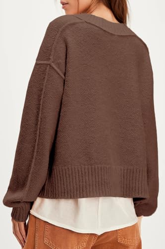 UNCLECAT Women's V Neck Sweaters 2025 Long Sleeve Fall Sweaters Casual Knit Trendy Pullover Tops2