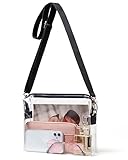 Vorspack Clear Bag Stadium Approved - PVC Clear Purse See Through Clear Crossbody Bag Clear Purses for Women Stadium Concerts Festivals - Black