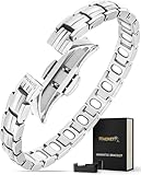 MagnetRX® EllipseMAX Magnetarmband Damen – 5-fache Stärke, 5.000 Gauß Magnet Armband Damen aus Titan Schmuck, entworfen in den USA, zum Patent angemeldet, verstellbar (Silber)