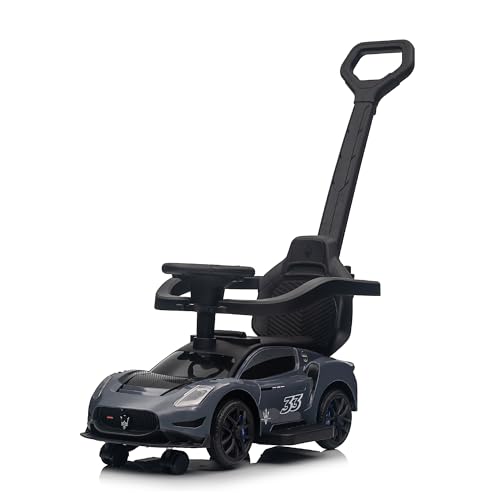 Voltz Toys Ride-on Sliding Car for Kids, Licensed Maerati for Toddlers 18-60 Months, Foot-to-Floor Walker Car Toy with Music, Lights and Under Seat Storage for Boys and Girls (Grey)