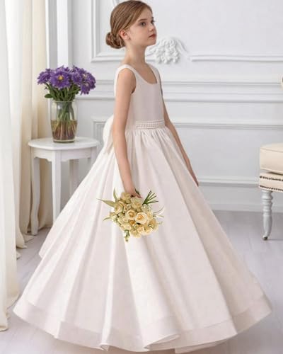 Satin Flower Girl Dresses for Wedding V Back First Communion Dress Party Birthday Bridesmaid Pageant Ball Gown2