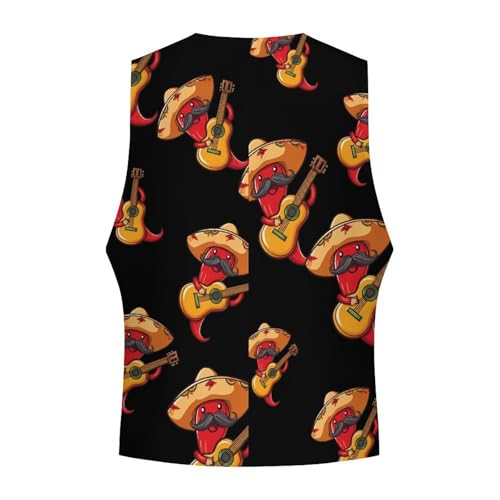 Red Chili Pepper Formal Suit Vest for Men with Pockets for Business Casual Dress Tuxedo Slim Fit4