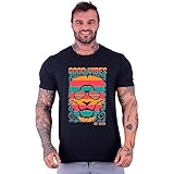 Camiseta Tradicional Masculina Básica MXD Conceito Good Vibes (Preto, GG)