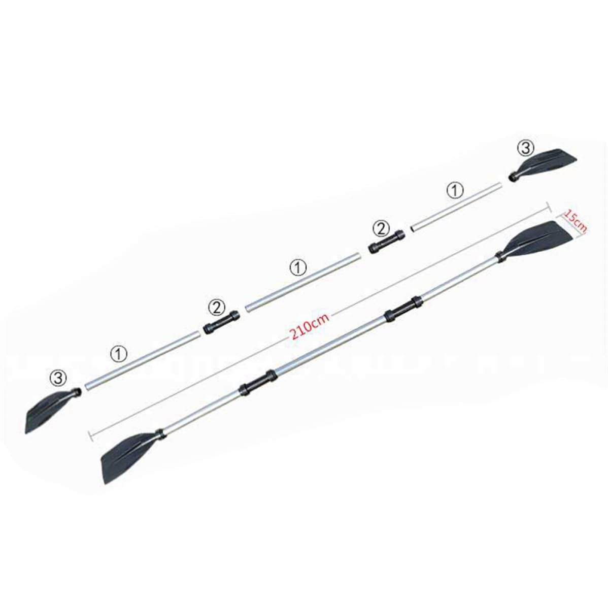 Mikikit Pagaie Double Détachable en Alliage D'aluminium et Plastique Abs pour Canoë et Raft, Réglable et Légère, Accessoire pour Bateau Gonflable et Sports Nautiques