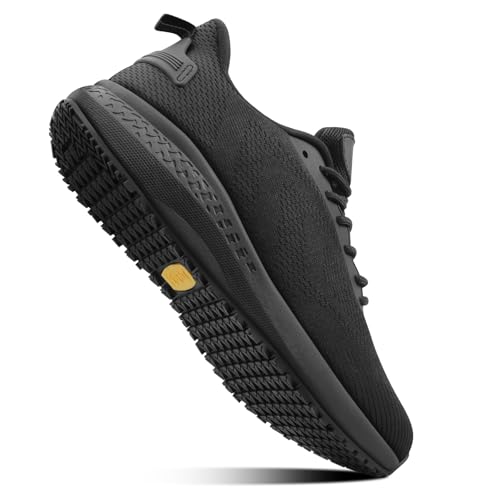 Slip Resistant Work Shoes for Men, Black Zapatos de Trabajo para Hombres, Non Slip Comfortable Lightweight Food Service Chef Sneakers in Kitchen Restaurant, Medium or Wide, US 6.5-132