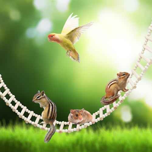 Image of Rat Ladder Bridge Toy, Rat Climbing Toys, Natural Wooden Hamster Ladder Bridge Toy, Cage Accessories for Bird Parrot Cockatiel Sugar Gliders - 36 Steps - 50.78 x 3.14 Inch