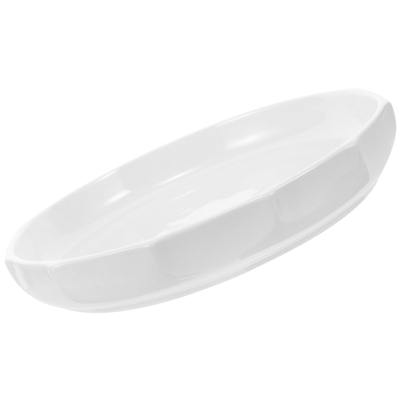 POPETPOP Plato de Cerámica, Plato de Comida de Cerámica, Blanco, Tamaño Espacioso, Diseño Creativo de Hoja de Loto, para Postres y Presentación en Restaurante