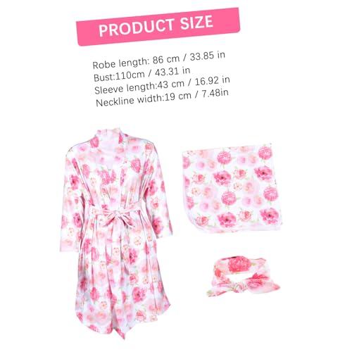 Peignoir de maternité avec bandeau et couverture de naissance assortis