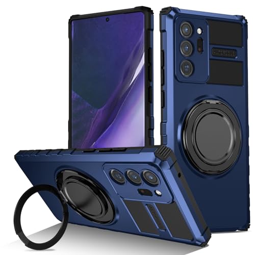Coque Samsung Note 20 Ultra en silicone premium bleu avec anneau intégré