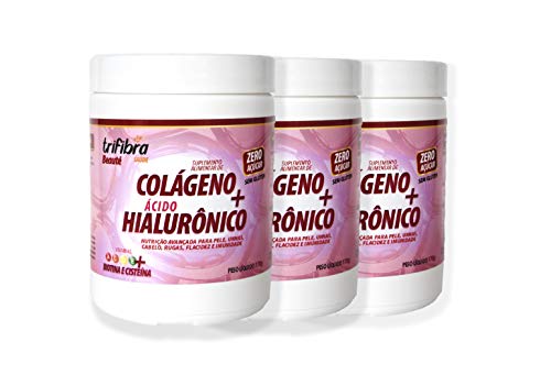Kit com 3 Trifibra Beauté Colágeno Hidrolisado + Ácido hialurônico + Biotina + Cisteína + Vitaminas
