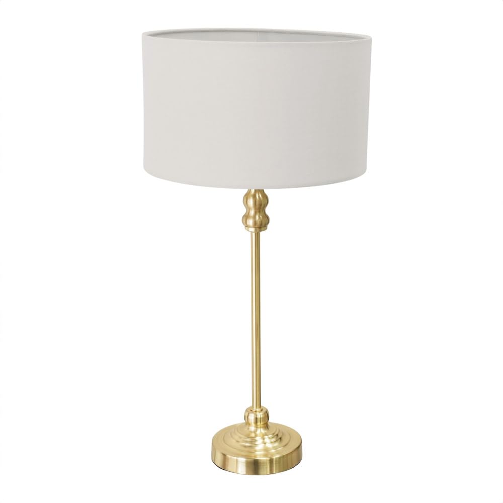 Valuelights Grey | Gold Metal Candlestick Table Lamp With Fabric Drum Shade Bedside Light | Table Lamps, Home Décor & Improvement Essential