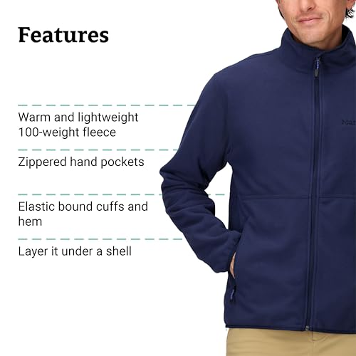 Image of MARMOT Men's Rocklin Full-Zip Jacket - Classic, Warm, Lightweight 100-Weight Fleece Layer