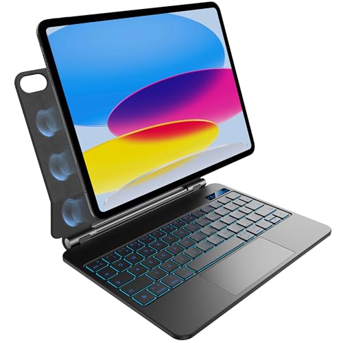 nimin Tastatur Hülle für iPad A16 2025 und iPad 10 Generation 2022 mit Trackpad, Magnetische Aufhängung Design, 7 Farbig...