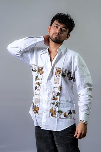 Image of The Tribal Fair Men's Shirt Ethnic Printed Casual Regular Fit Lightweight Breathable Comfortable Fabric Full Sleeve Stylish Shirt for Men