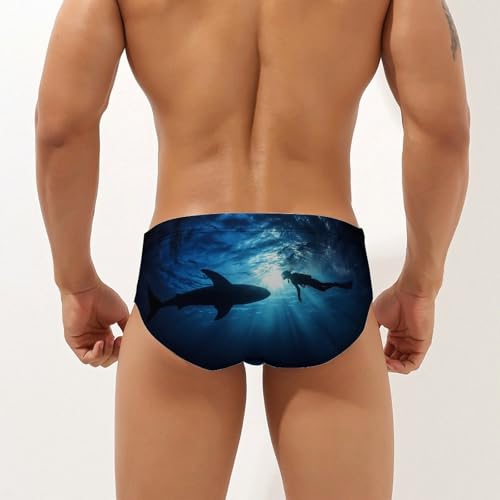 Freediver with Whale Shark Mens Swim Briefs Quick Dry Swim Trunk Bikini Underwear Swimsuit2