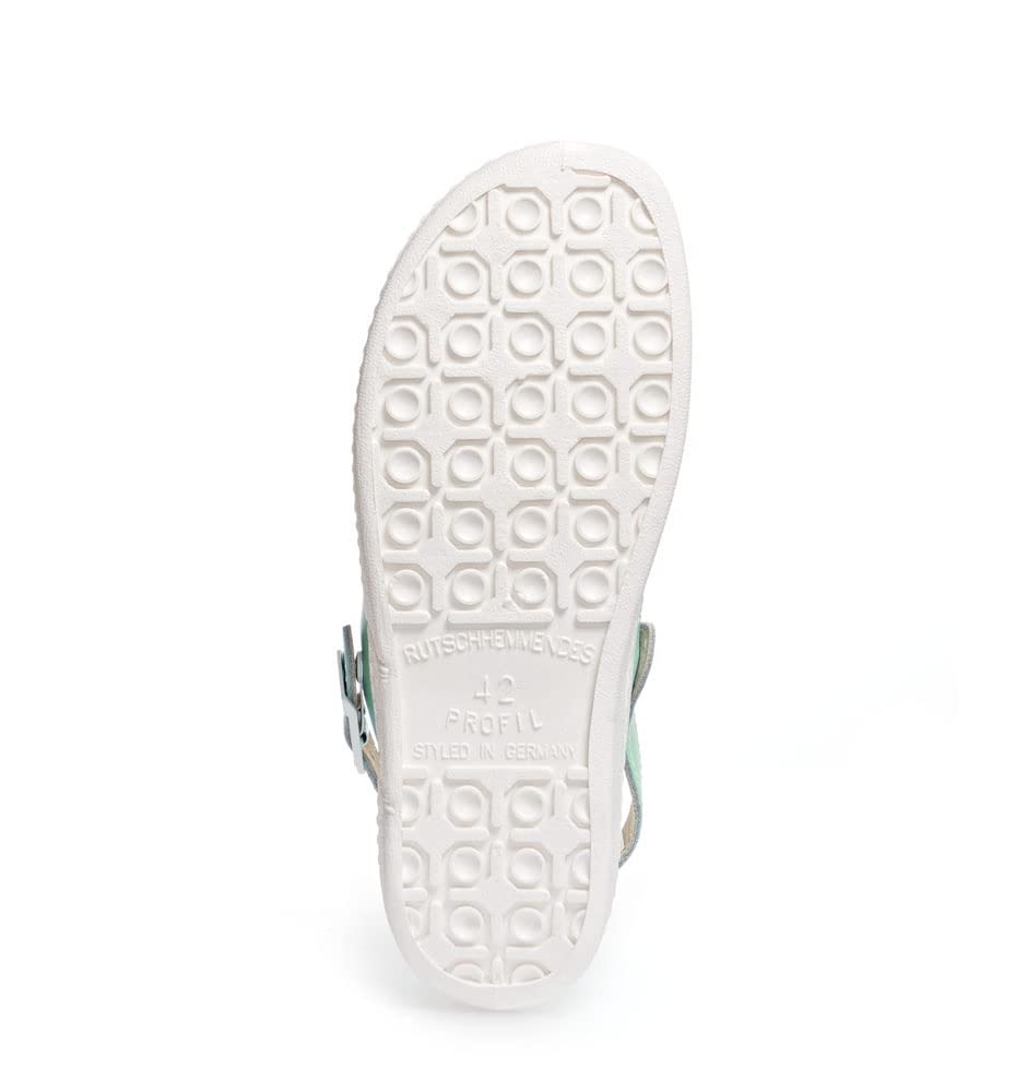 Abeba Damen Clog 7091 - the original, Glattleder,mint/weiß, zertifiziert, 39