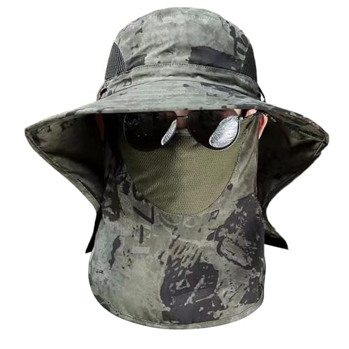 Sombrero plegable de ala ancha con solapa de cuello de pesca, desmontable UPF50+, sombrero transpirable para exteriores, para camping, mochileros, playa, escalada, protección UV, Multicolor, L