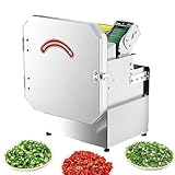 Elektrischer Gemüseschneider, kommerzieller Gemüseschneider, Frühlingszwiebelzerkleinerer aus Edelstahl mit einstellbarer Dicke für Restaurants, Privatküchen (300 kg/h)