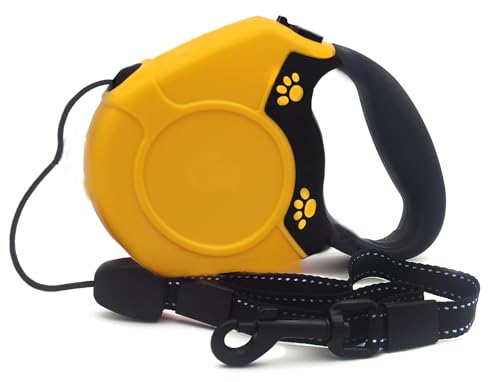 Retractable Dog Leads 8m,360Â° Tangle-Free Extendable Pet Walking Leash Long Pets Lead for Small Medium Large Dogs Up to 49Kg (Yellow)