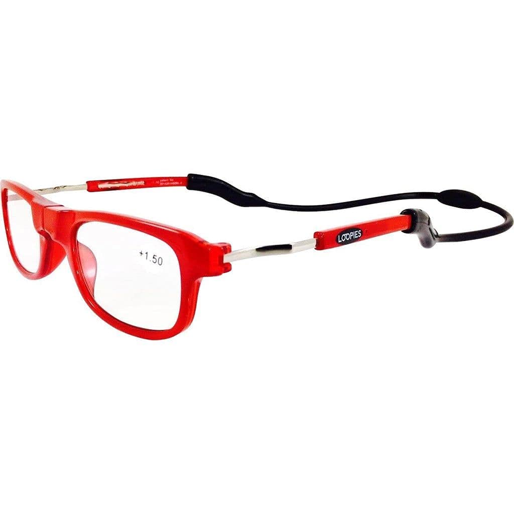 Loopies Magnetic Reading Glasses. Unisex, Adjustable, Foldable, Comfortable (Red, 3.5)
