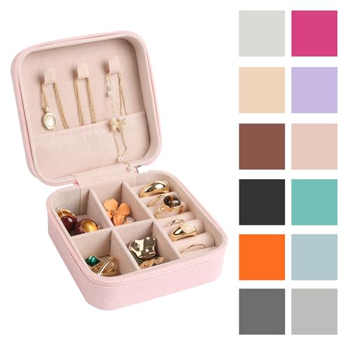 Image of Travel Jewelry Case Box Organizer, Small Jewelry Storage Box,Pink,1 Pcs