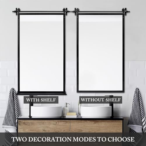 Bathroom-Wall-Mirrors-with-Detachable-Shelf-24×36-Large-Black-Rectangle-Metal-Hanging-Mirror-for-Living-Room-Bedroom-Entryway-Mantel Bathroom Wall Mirrors with Detachable Shelf 24×36 Large Black Rectangle Metal Hanging Mirror for Living Room Bedroom Entryway Mantel