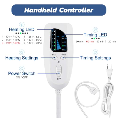 Image of 24 inchx20 inch Electric Heating pad for Back Neck Shoulder Knee Arms Legs- Electric Heat Pads with 6 Heat Settings & Auto Shut Off &Dry /Moist Heat Heating Pad for Birthday Mother Father Girl Men Women