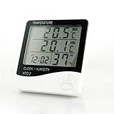 termometro da vino digitale  SeniorMar-UK Refrigerador de Acuario Monitor de Temperatura y Humedad Interior y Exterior LCD Reloj Despertador Digital Calendario Higrómetro Termómetro