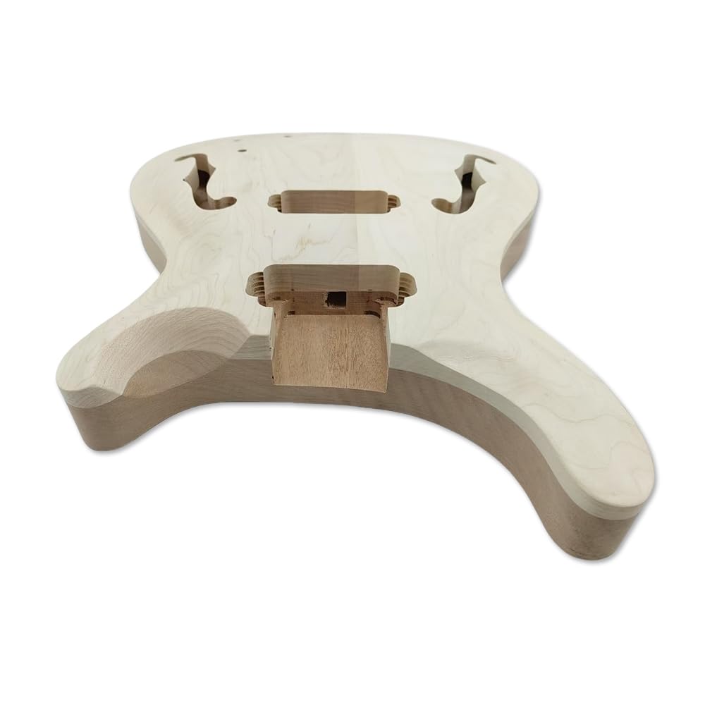 Juego de cuerpo de guitarra semihueco con tapa de arce de caoba, parte superior curvada, en bolsillo, repuesto para bricolaje