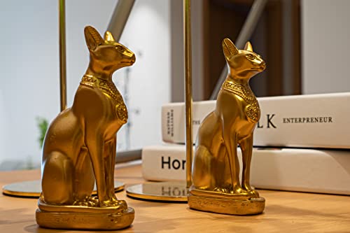 Estatua de la Diosa Egipcia Bastet Gato Dorado 4.2 pulg miniatura 6