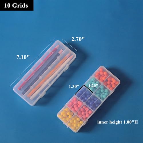 Image of 12 Pack Clear 10 Grids Plastic Storage Box with Adjustable Divider, Transparent Organizer Container Case for Bead, Jewelry, Craft Supplies, Small Part, Sewing Kit, DIY Accessories