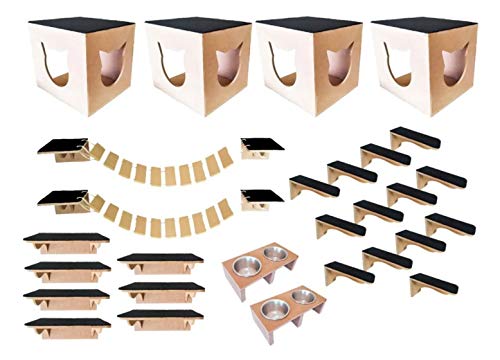 Playground de Gato MDF Crú Diversas Peças Comedouro