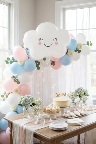 Folyo Balon — Sevimli Gülen Bulut Yüzlü | Doğum Günü Baby Shower Anaokulu Parti Süsleme Dekorasyon Balonu