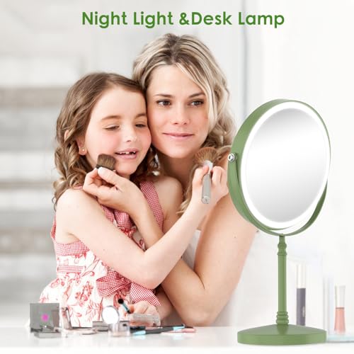 Image of DEIOVWXS Makeup Mirror, Rechargeable Vanity Mirror with 3 Lights, 1X /10X