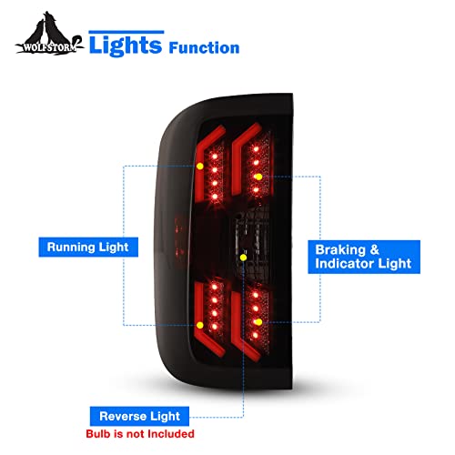 Wolfstorm Tail Light Assembly Fit For 2014-2018 Chevy Silverado 1500 And 2015-2018 Chevy Silverado 2500/3500Hd,Not Fit Silverado With Factory Led Tail Light,1 Pair(Smoke Lens) #TOP5