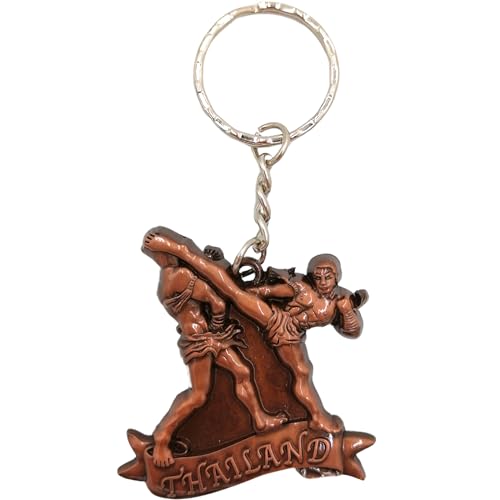 Generic Muay Thai Keychain, Kick Boxing Keyring, Fighter Keychain, Fighting Postures Metal Key Holder (Copper)