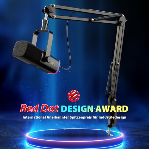 FIFINE XLR Streaming Mikrofon mit Arm für Podcast Studio, USB Dynamisch Microphone Gaming PC mit Stummschalttaste, für PS4/5 Mac Mixer Soundkarten