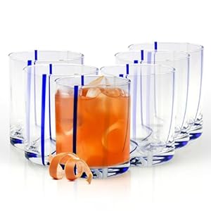 IMPULSE! Veneto Tumbler: Blue Whisky Glasses, Rock Tumbler, Wine Glasses, Drinking Set of 6 – Premium Glassware for Any Occasion, Dishwasher Safe, Modern – Cobalt Blue Glass Tumblers, Set of 6