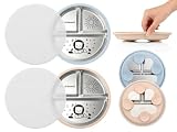 OXYEFEI 2er Set Edelstahl Baby Teller mit Saugnapf & Silikon Deckel