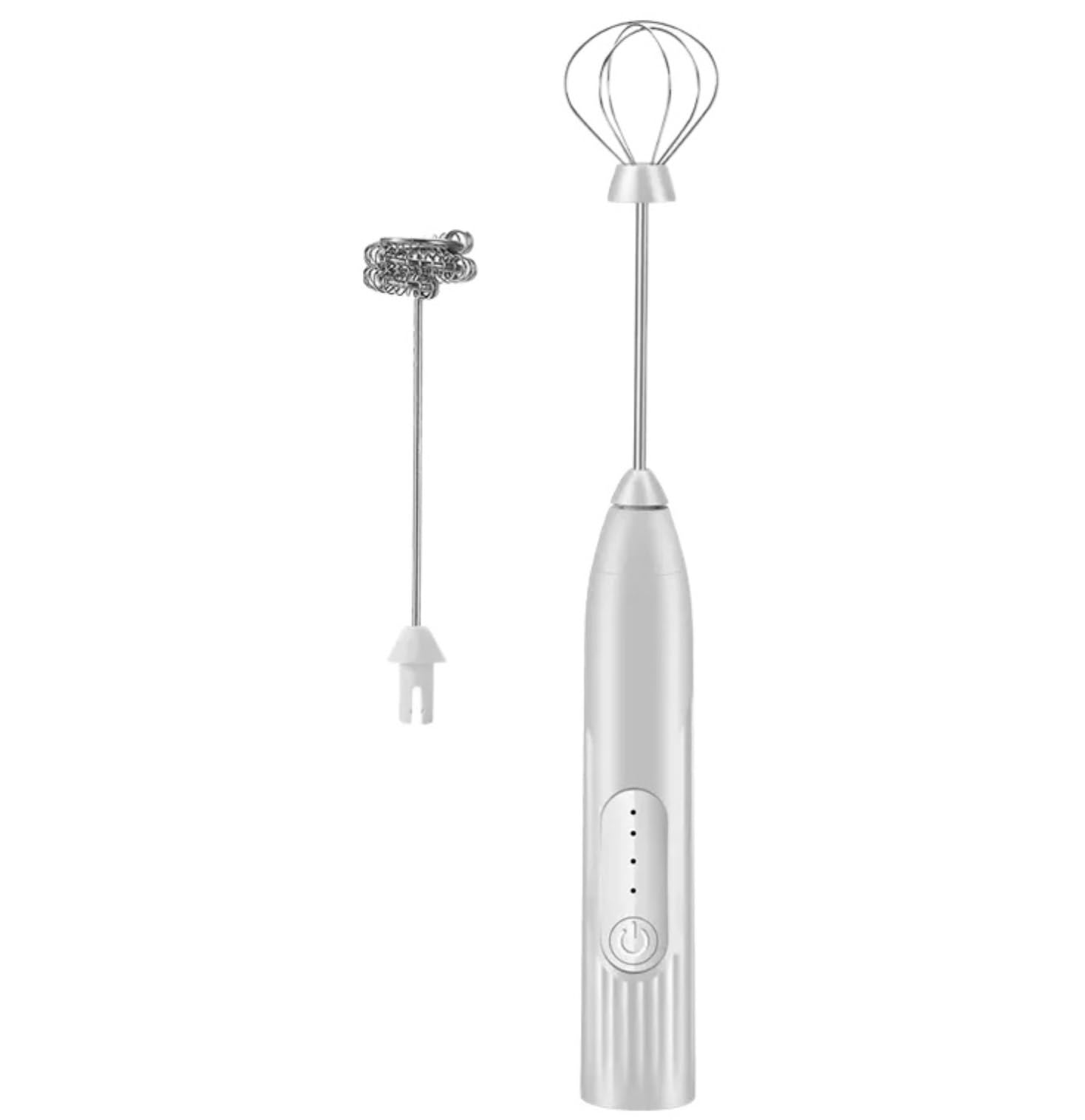 Spieniacz do Mleka Kawy ELEKTRYCZNY RĘCZNY SPIENIACZ DO MLEKA Akumulatorowy Spieniacz Do Kawy Z Mieszadłem Na 2 Trzepaczki Blender do Napojów(White)